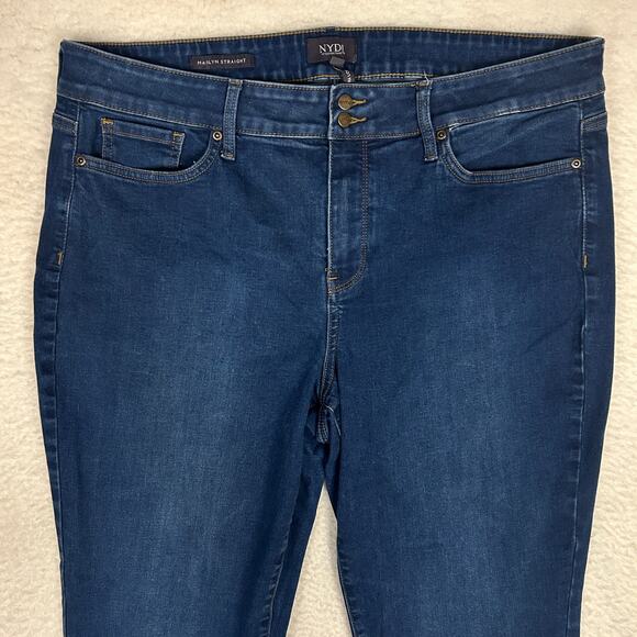 NYDJ Womens Sz 14 Extra Long Marilyn Straight Jean Lift X Tuck Double Shank Blue - Picture 2 of 12